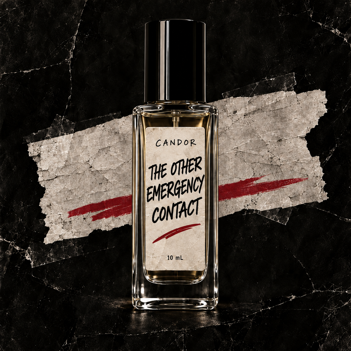 Generated product art for Candor The Other Emergency Contact 10 mL, with black cap and handwritten cream label.